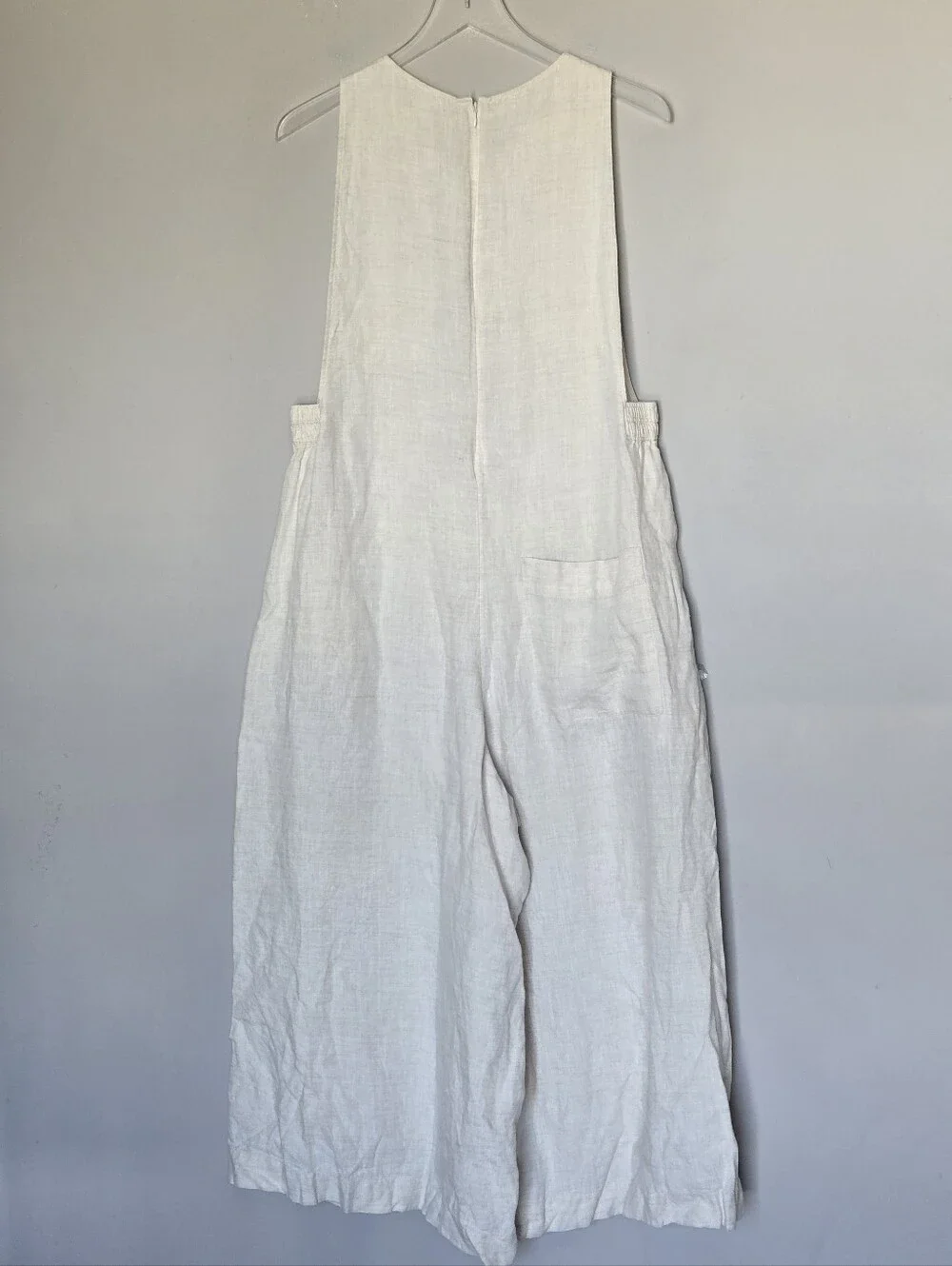 COS 100% Linen Sleeveless Wide-Leg Oversized Jumpsuit in Natural Size XS